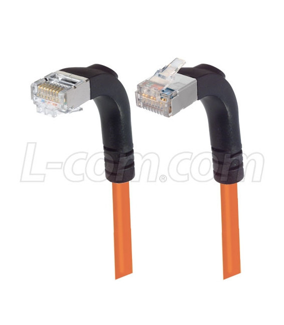 Shielded Category 6 Right Angle Patch Cable, Right Angle Down/Right Angle Up, Orange, 30.0 ft
