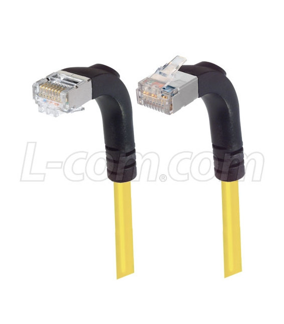 Shielded Category 6 Right Angle Patch Cable, Right Angle Down/Right Angle Up, Yellow, 15.0 ft