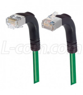 Shielded Category 6 Right Angle Patch Cable, Right Angle Down/Right Angle Up, Green, 1.0 ft