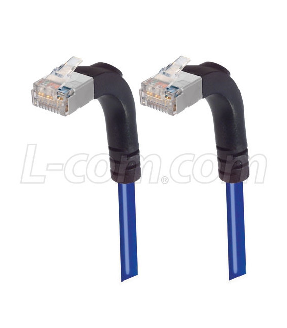 Shielded Category 6 Right Angle Patch Cable, Right Angle Up/Right Angle Up, Blue, 3.0 ft