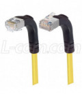 Shielded Category 6 Right Angle Patch Cable, Right Angle Down/Right Angle Up, Yellow, 3.0 ft
