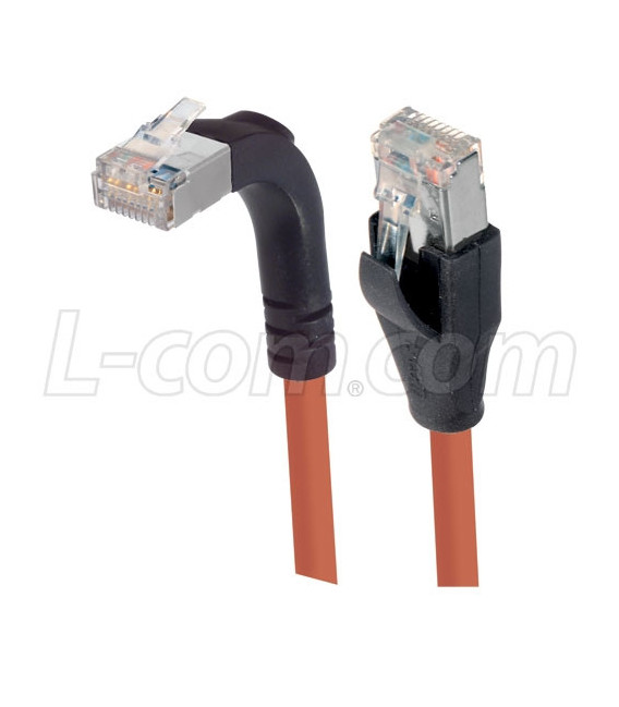 Shielded Category 6 Right Angle Patch Cable, Straight/Right Angle Up, Orange, 30.0 ft