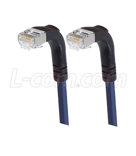 Shielded Category 6 Right Angle Patch Cable, Right Angle Down/Right Angle Down, Blue, 3.0 ft