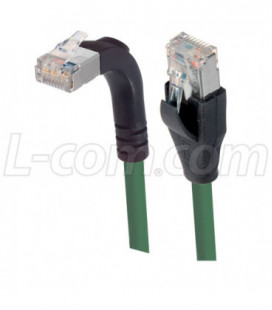 Shielded Category 6 Right Angle Patch Cable, Straight/Right Angle Up, Green, 2.0 ft