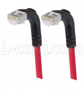 Shielded Category 6 Right Angle Patch Cable, Right Angle Down/Right Angle Down, Red, 25.0 ft