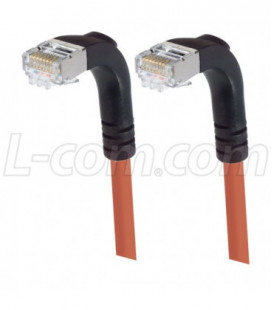 Shielded Category 6 Right Angle Patch Cable, Right Angle Down/Right Angle Down, Orange, 30.0 ft