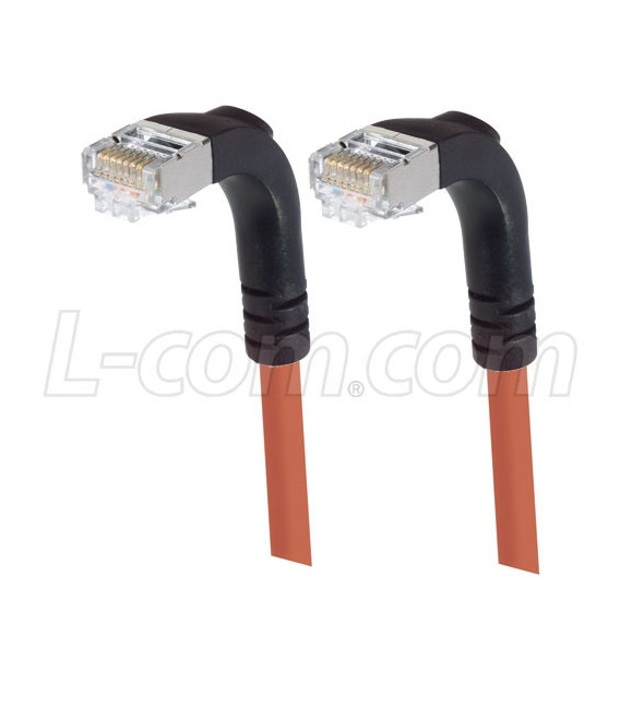 Shielded Category 6 Right Angle Patch Cable, Right Angle Down/Right Angle Down, Orange, 25.0 ft