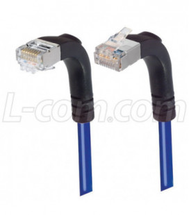 Shielded Category 6 Right Angle Patch Cable, Right Angle Down/Right Angle Up, Blue, 2.0 ft
