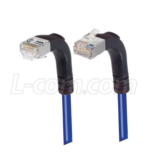 Shielded Category 6 Right Angle Patch Cable, Right Angle Down/Right Angle Up, Blue, 10.0 ft