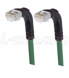 Shielded Category 6 Right Angle Patch Cable, Right Angle Down/Right Angle Down, Green, 20.0 ft