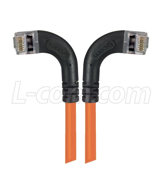 Shielded Category 6 Right Angle Patch Cable, Right Angle Left/Right Angle Right, Orange, 20.0 ft