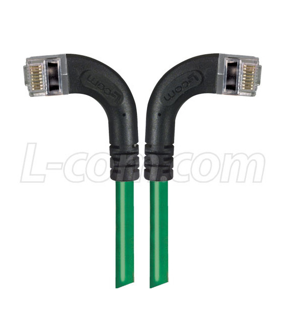Shielded Category 6 Right Angle Patch Cable, Right Angle Left/Right Angle Right, Green, 7.0 ft