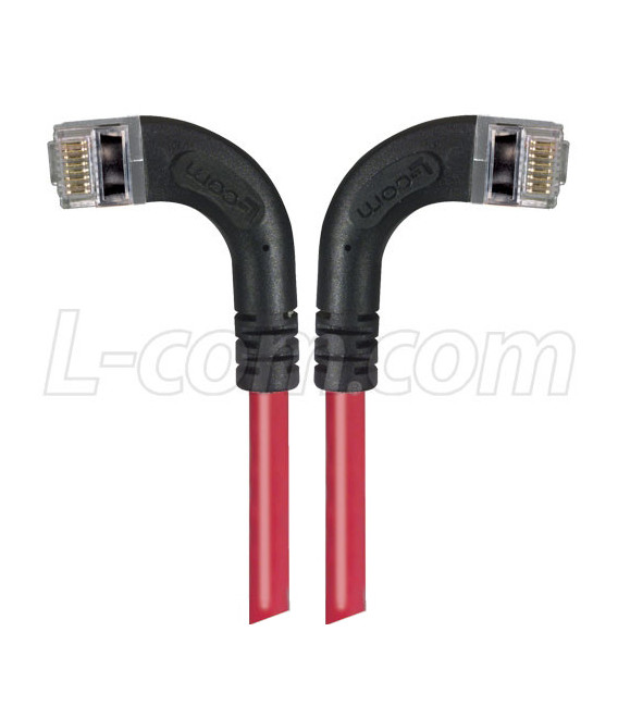 Shielded Category 6 Right Angle Patch Cable, Right Angle Left/Right Angle Right, Red, 30.0 ft