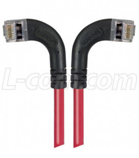 Shielded Category 6 Right Angle Patch Cable, Right Angle Left/Right Angle Right, Red, 3.0 ft
