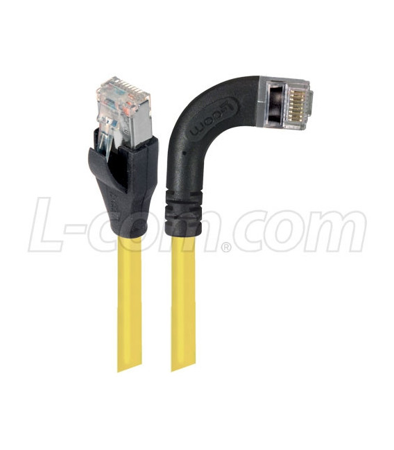 Shielded Category 6 Right Angle Patch Cable, Straight/Right Angle Right, Yellow, 3.0 ft