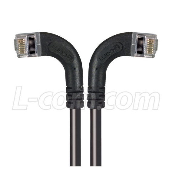 Shielded Category 6 Right Angle Patch Cable, Right Angle Left/Right Angle Right, Black, 1.0 ft