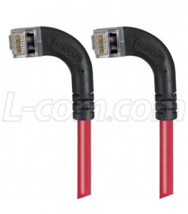 Shielded Category 6 Right Angle Patch Cable, Right Angle Left/Right Angle Left, Red, 3.0 ft