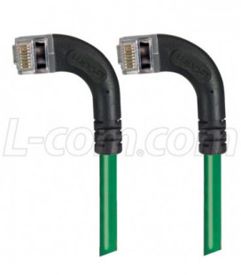 Shielded Category 6 Right Angle Patch Cable, Right Angle Left/Right Angle Left, Green, 2.0 ft