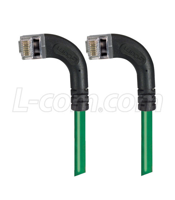Shielded Category 6 Right Angle Patch Cable, Right Angle Left/Right Angle Left, Green, 15.0 ft