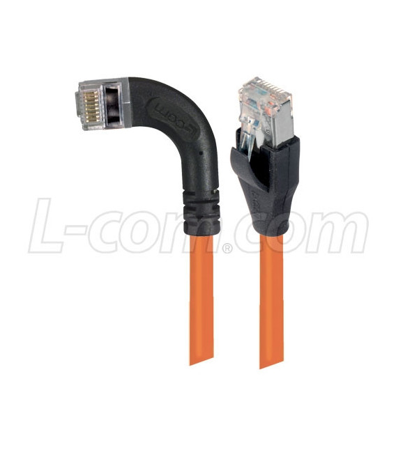 Shielded Category 6 Right Angle Patch Cable, Straight/Right Angle Left, Orange, 15.0 ft