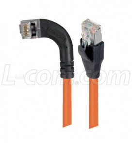 Shielded Category 6 Right Angle Patch Cable, Straight/Right Angle Left, Orange, 15.0 ft