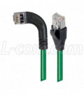 Shielded Category 6 Right Angle Patch Cable, Straight/Right Angle Left, Green, 7.0 ft