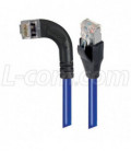 Shielded Category 6 Right Angle Patch Cable, Straight/Right Angle Left, Blue, 15.0 ft