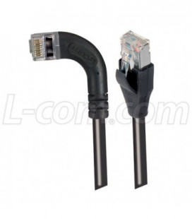 Shielded Category 6 Right Angle Patch Cable, Straight/Right Angle Left, Black, 7.0 ft
