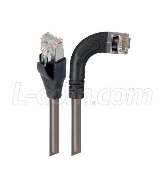 Shielded Category 6 Right Angle Patch Cable, Straight/Right Angle Right, Gray, 30.0 ft