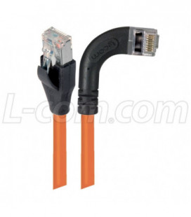 Shielded Category 6 Right Angle Patch Cable, Straight/Right Angle Right, Orange, 1.0 ft