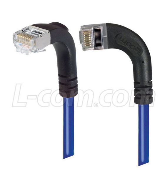 Shielded Category 6 Right Angle Patch Cable, Right Angle Left/Right Angle Down, Blue, 15.0 ft