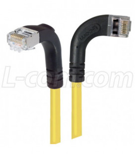 Shielded Category 6 Right Angle Patch Cable, Right Angle Right/Right Angle Down, Yellow, 15.0 ft