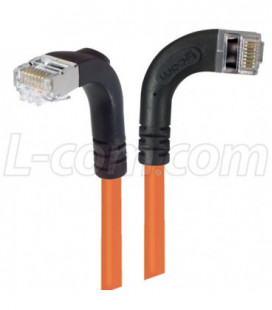 Shielded Category 6 Right Angle Patch Cable, Right Angle Right/Right Angle Down, Orange, 3.0 ft