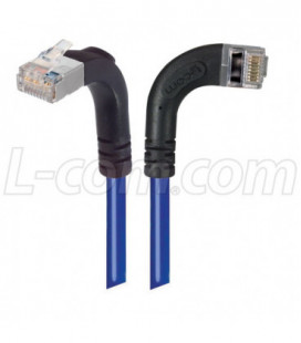 Shielded Category 6 Right Angle Patch Cable, Right Angle Right/Right Angle Up, Blue, 10.0 ft