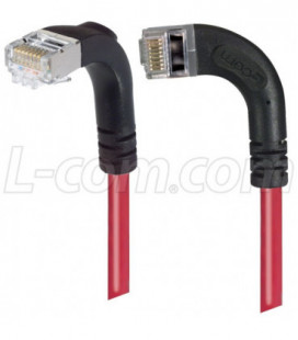 Shielded Category 6 Right Angle Patch Cable, Right Angle Left/Right Angle Down, Red, 10.0 ft