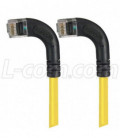 Category 6 Right Angle RJ45 Ethernet Patch Cords - RA (Left) to RA (Left) - Yellow, 7.0Ft