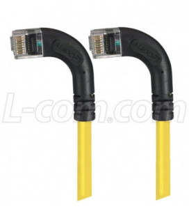 Category 6 Right Angle RJ45 Ethernet Patch Cords - RA (Left) to RA (Left) - Yellow, 25.0Ft