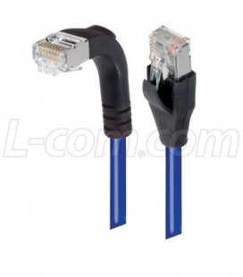 Shielded Category 6 Right Angle Patch Cable, Straight/Right Angle Down, Blue, 15.0 ft