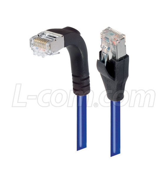 Shielded Category 6 Right Angle Patch Cable, Straight/Right Angle Down, Blue, 3.0 ft
