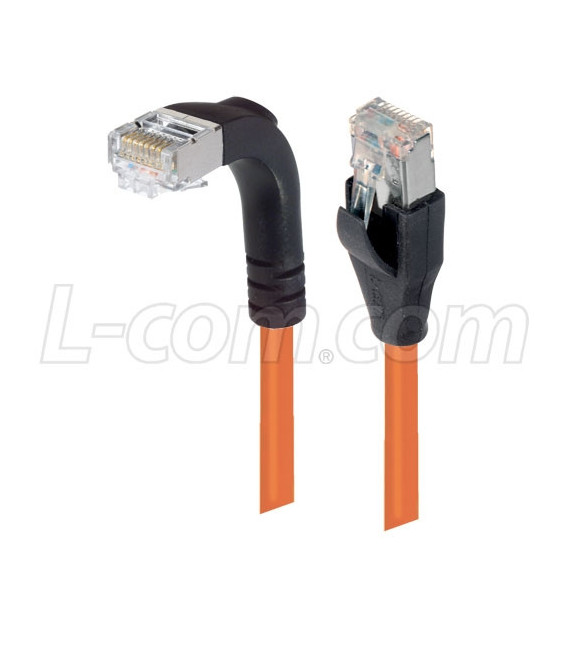 Shielded Category 6 Right Angle Patch Cable, Straight/Right Angle Down, Orange, 2.0 ft