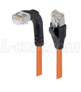 Shielded Category 6 Right Angle Patch Cable, Straight/Right Angle Down, Orange, 15.0 ft