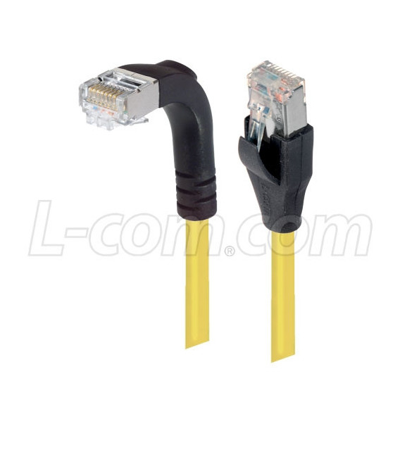 Shielded Category 6 Right Angle Patch Cable, Straight/Right Angle Down, Yellow, 7.0 ft