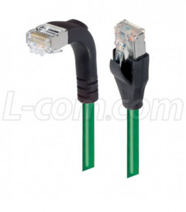 Shielded Category 6 Right Angle Patch Cable, Straight/Right Angle Down, Green, 1.0 ft