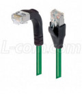 Shielded Category 6 Right Angle Patch Cable, Straight/Right Angle Down, Green, 7.0 ft