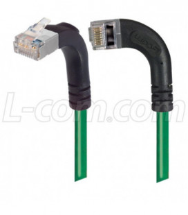 Shielded Category 6 Right Angle Patch Cable, Right Angle Left/Right Angle Up, Green, 15.0 ft
