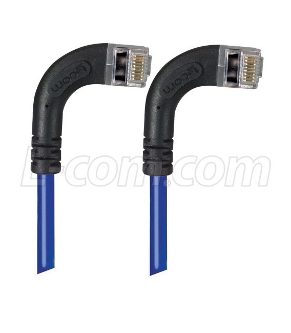 Shielded Category 6 Right Angle Patch Cable, Right Angle Right/Right Angle Right, Blue, 2.0 ft