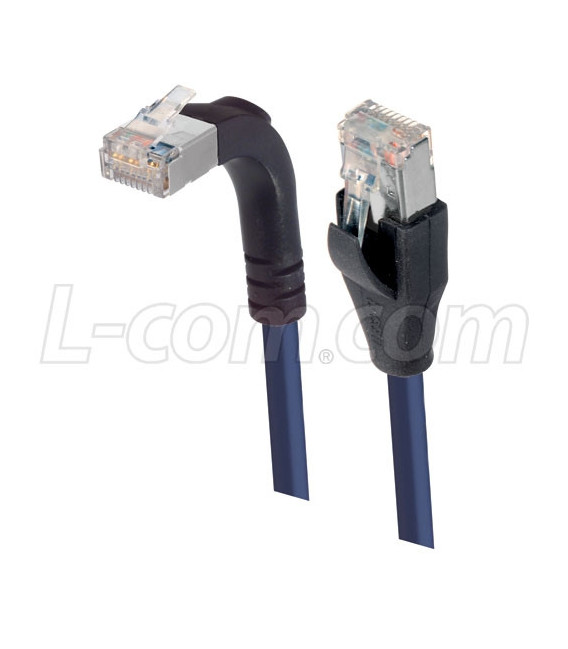 Shielded Category 6 Right Angle Patch Cable, Straight/Right Angle Up, Blue, 3.0 ft