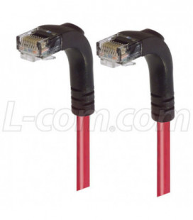 Category 6 LSZH Right Angle Patch Cable, Right Angle Down/Right Angle Down, Red, 5.0 ft