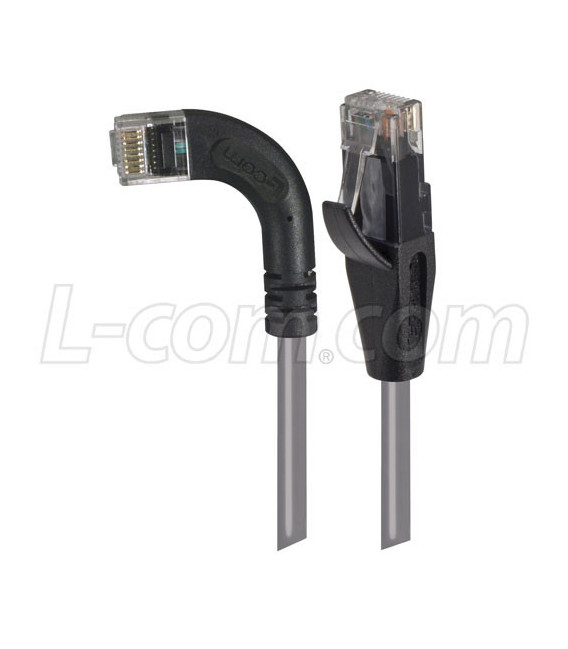 Category 6 LSZH Right Angle Patch Cable, Straight/Right Angle Left, Gray, 3.0 ft