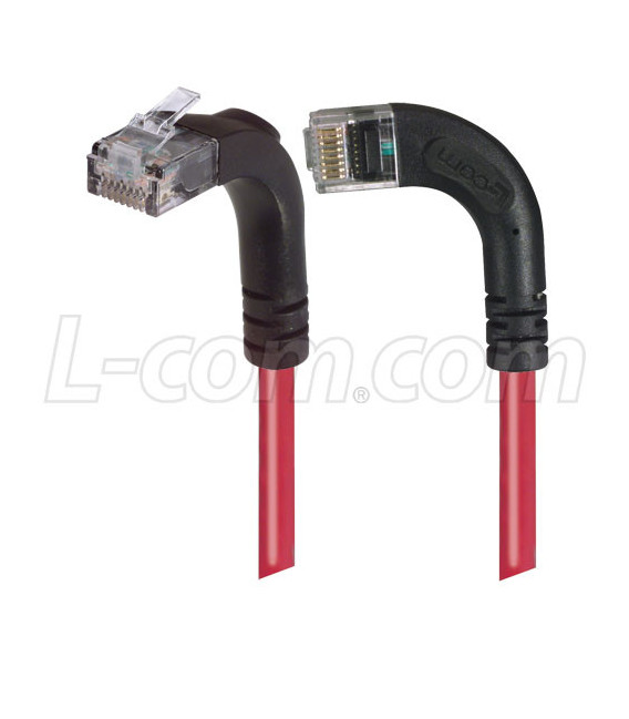 Category 6 LSZH Right Angle Patch Cable, Right Angle Left/Right Angle Up, Red, 1.0 ft